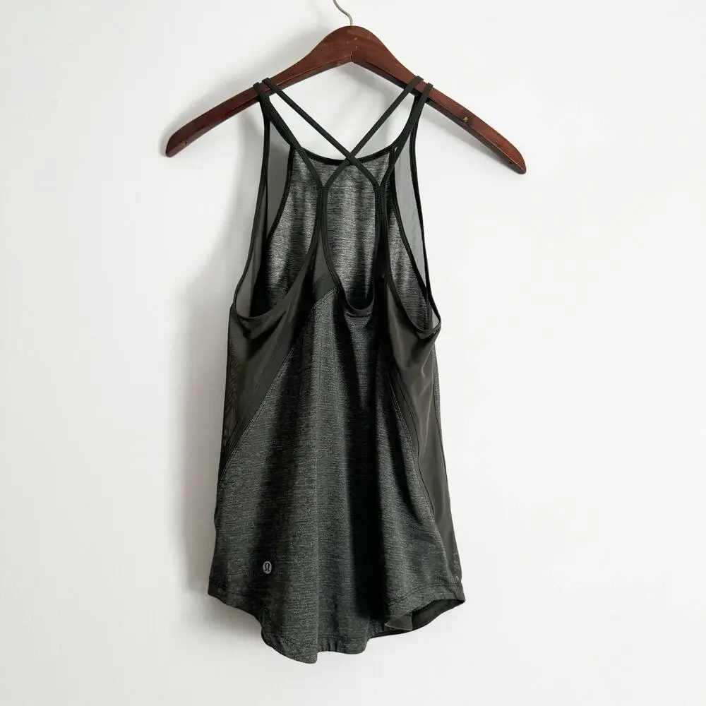 LULULEMON Run Off Route Tank Top Heathered Camo Green